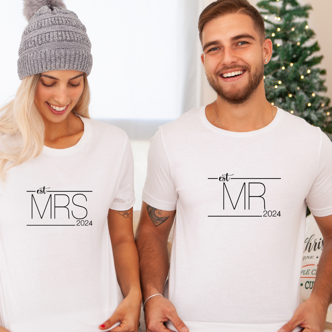 Mr & Mrs Est 2024/ 2025 (Your Year) T-shirts (set of 2)