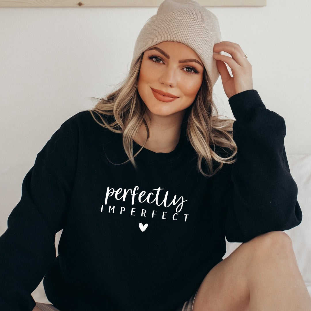 Perfectly Imperfect with heart sweatshirt