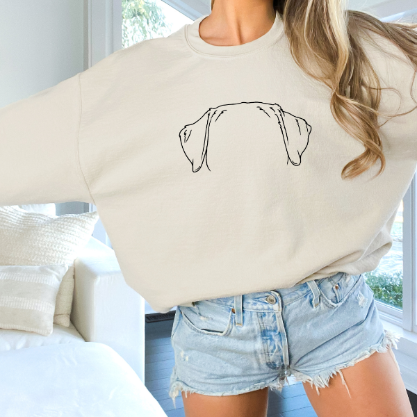 Labrador Retriever Ears sweatshirts  A great TShirt for the Lab Retreiver Lover with an outline of the top of a Labs head and ears. You know exactly what breed it is immediately!  We have a great selection of dog lover t-shirts available to show your support for mans best friend! 