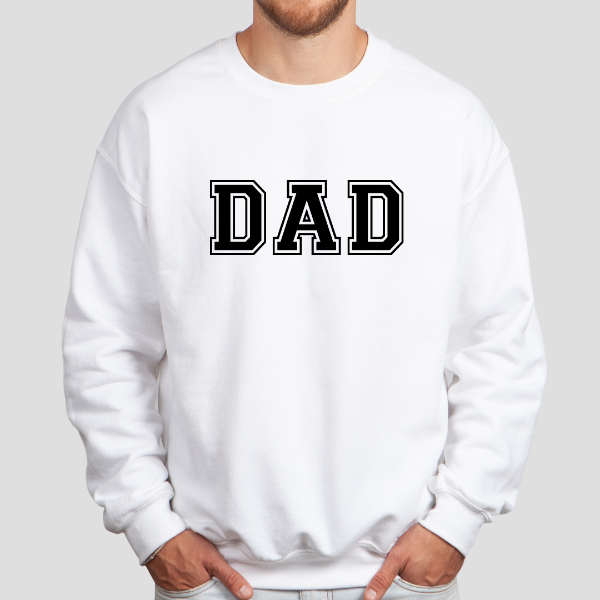 Dad Varsity sweatshirts  DAD sweatshirt in the cool school varsity college font. Makes a great gift.  We have a variety of sizes and colours available, so you're sure to find one that fits your style perfectly.