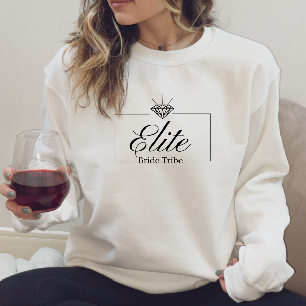 Elite Bride tribe sweatshirts  Looking for a Bridesmaid gift? How about a quality, cozy sweatshirt, for your bridesmaid proposal printed with a special message saying "Elite Bride Tribe" This fantastic gift will be a special keepsake that your bridesmaid can cherish for many years to come.