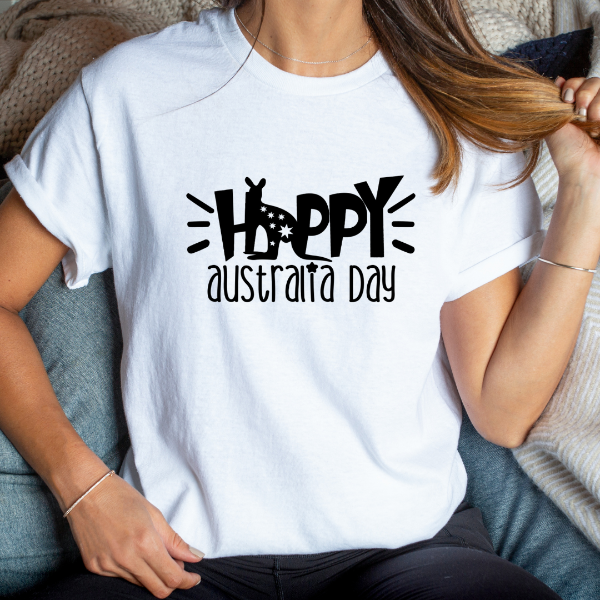 Happy Australia Day  Our Tees are soft & Comfortable to help you feel cozy and relaxed. They come in several colours and true to fit sizes. (Go up a size for a more oversized, relaxed fit)  Unisex T-shirts - suitable for men and women.  Colours available - White, Black, Indigo Blue, Military Green, Sand, Natural, Navy, Red, or Grey Tee