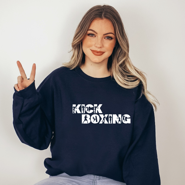 Kickboxing for ladies sweatshirts  A comfy sweatshirt that you can wear for workouts or just to show your love for the sport. Unisex garment for a relaxed fit. True to fit sizing. Size up for the oversized look.  Suitable for both men and women.  Design is available on T-shirt, sweatshirt and Hoodies