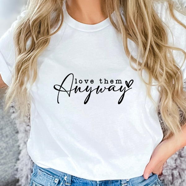 Love them anyway  Our Tees are soft & Comfortable to help you feel cozy and relaxed. They come in several colours and true to fit sizes. (Go up a size for a more oversized, relaxed fit)  Unisex T-shirts - suitable for men and women.  Colours available - White, Black, Indigo Blue, Military Green, Sand, Natural, Navy, Red, or Grey Tee