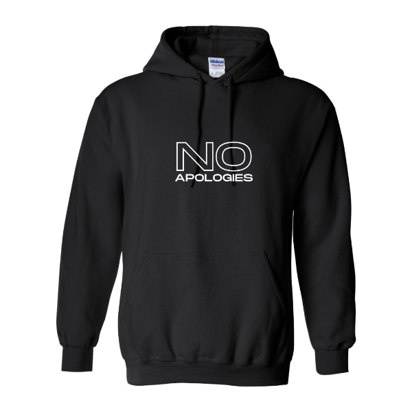 No Apologies Hoodie  Our hoodies are soft & Comfortable to help you feel cozy and relaxed. They come in several colours and true to fit sizes. (Go up a size for a more oversized, relaxed fit)  Unisex Hoodie - suitable for men and women.  This design is also available on Tees and sweatshirts - if you dont see the listing, just send us a request message.