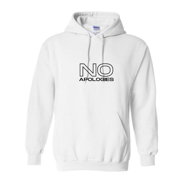 No Apologies Hoodie  Our hoodies are soft & Comfortable to help you feel cozy and relaxed. They come in several colours and true to fit sizes. (Go up a size for a more oversized, relaxed fit)  Unisex Hoodie - suitable for men and women.  This design is also available on Tees and sweatshirts - if you dont see the listing, just send us a request message.