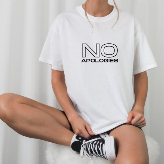 No Apologies sweatshirts  Warm and cozy sweatshirts. True to fit sizing. (Size up for the oversized look). Unisex  sizing so suitable for men and women.  6 colours - Sand, White, Black, Grey, Pink or Navy   We also stock No Apologies T-shirts and Hoodies.