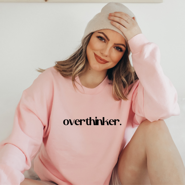 Overthinker sweatshirts (L)  Looking for a sweatshirt with an overthinker design, we've got a great selection of styles to choose from. Our options include sweatshirts, t-shirts and hoodies featuring a text-based design reading 'overthinker' 6 colours available in a soft Poly cotton blend.  Unisex sweatshirts for relaxed fit.