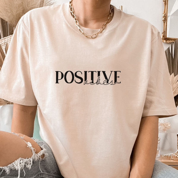 Positive Vibes T-shirt  A great good vibes t-shirts with the phrase "Positive Vibes" on it.  Our Tees are soft & Comfortable to help you feel cozy and relaxed. They come in several colours and true to fit sizes. (Go up a size for a more oversized, relaxed fit)  Unisex T-shirts - suitable for men and women.