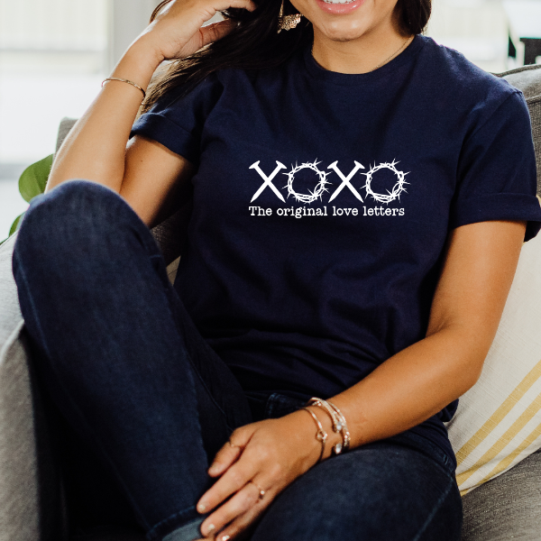 XOXO the original love language  We have a great selection of t-shirts with Christian phrases and other Faith inspired messages.  Our Tees are soft & Comfortable to help you feel cozy and relaxed. They come in several colours and true to fit sizes. (Go up a size for a more oversized, relaxed fit)  Unisex T-shirts - suitable for men and women.