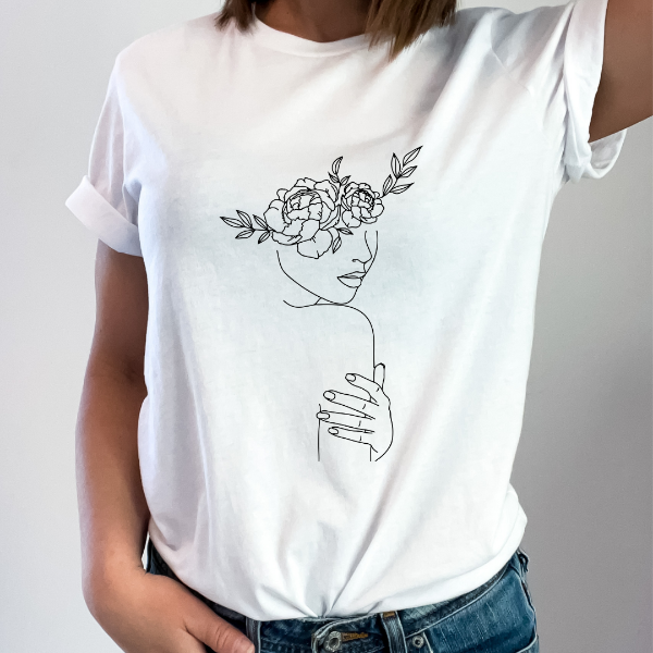 Wildflower Lady T-shirt  A great t-shirts with the design "Wildflower Lady" on it. Simple and elegant - a nice tee to wear casually at home or going out!  Our Tees are soft & Comfortable to help you feel cozy and relaxed. They come in several colours and true to fit sizes. (Go up a size for a more oversized, relaxed fit)  Unisex T-shirts - suitable for men and women.  Colours available - White, Black, Indigo Blue, M