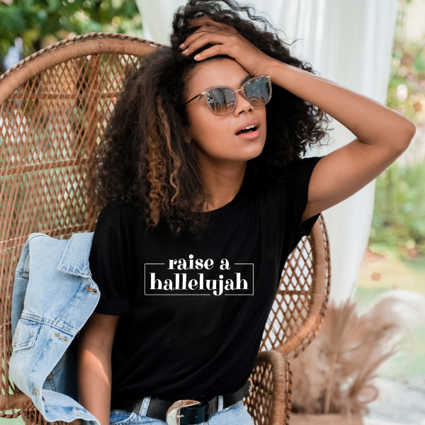 Raise a hallelujah  Our Tees are soft & Comfortable to help you feel cozy and relaxed. They come in several colours and true to fit sizes. (Go up a size for a more oversized, relaxed fit)  Unisex T-shirts - suitable for men and women.
